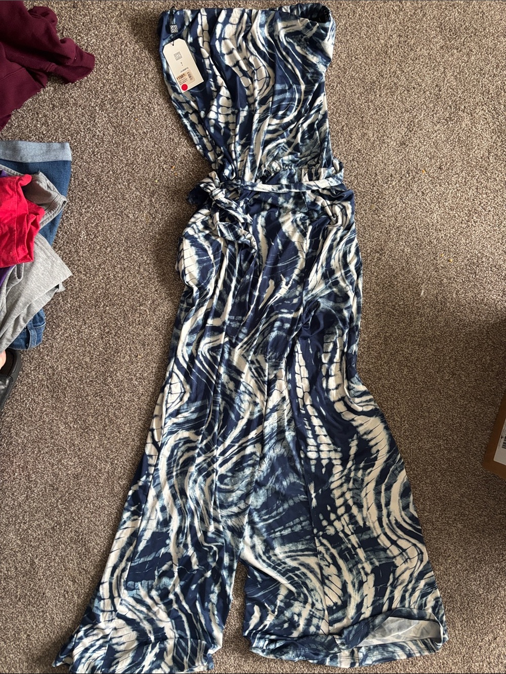 CLARA SUNWOO Navy and White Swirl Top